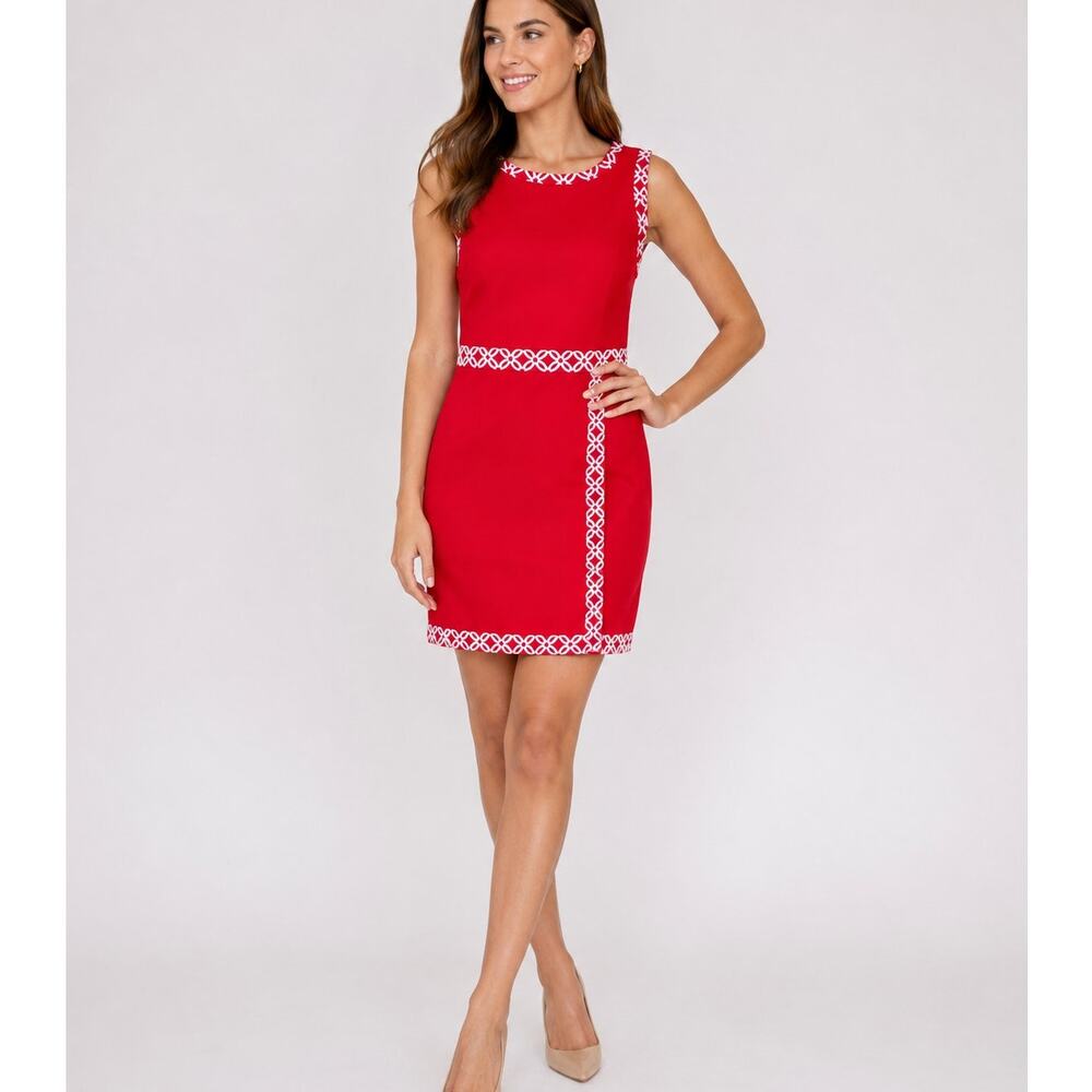 Michael Kors Red Faux Wrap Mini Dress Womens L Corpcore Classic Preppy Career